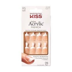 KISS Products Salon Acrylic French Manicure Fake Nails Kit - Short Square - Power Play - 31ct