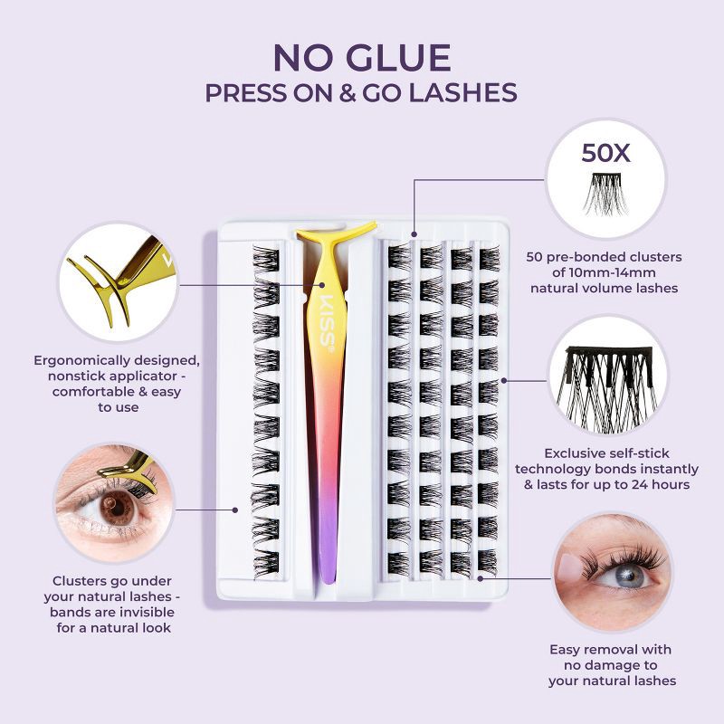 slide 2 of 13, KISS Products imPRESS Press-On Self Adhesive Eyelashes - Natural & Wispy - 50ct, 50 ct