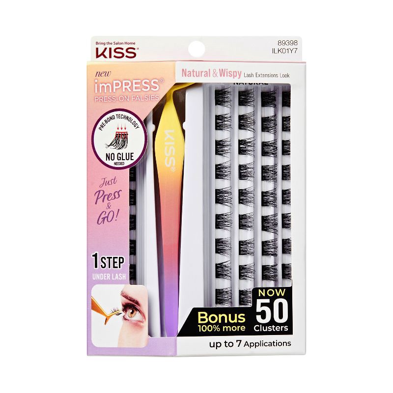 slide 1 of 13, KISS Products imPRESS Press-On Self Adhesive Eyelashes - Natural & Wispy - 50ct, 50 ct