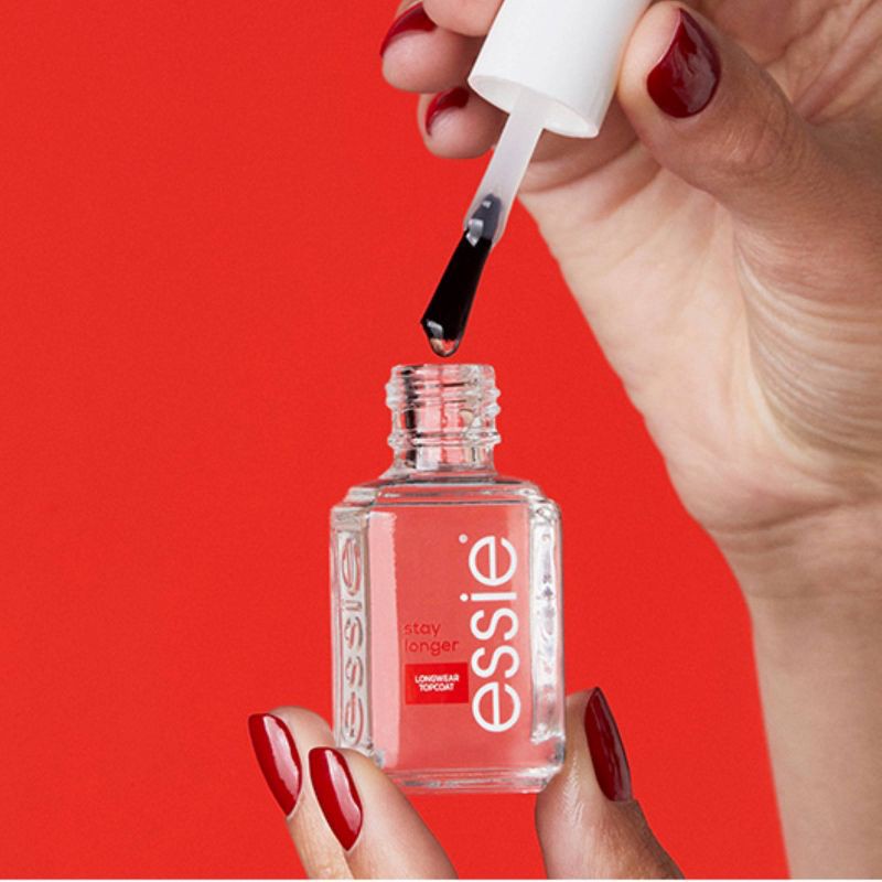 slide 4 of 6, essie nail care, salon-quality longwear top coat, 8-free vegan, Stay Longer, 0.46 fl oz, 0.46 fl oz