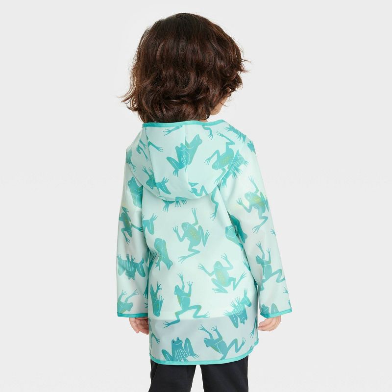 slide 3 of 3, Toddler Frog Printed Unlined Rain Coat - Cat & Jack Teal Blue 4T, 1 ct