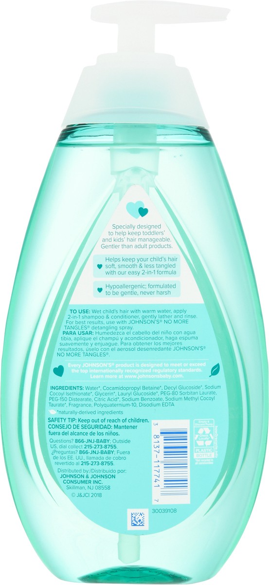 slide 4 of 9, Johnson's No More Tangles Kids' & Toddlers 2-in-1 Detangling Hair Shampoo & Conditioner - 20.3 fl oz, 20.30 fl oz