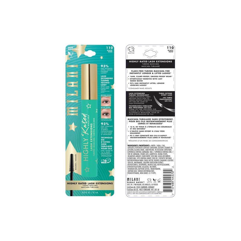 slide 5 of 6, Milani Highly Rated Lash Extensions Tubing Mascara - Black - 0.35 fl oz, 0.35 fl oz