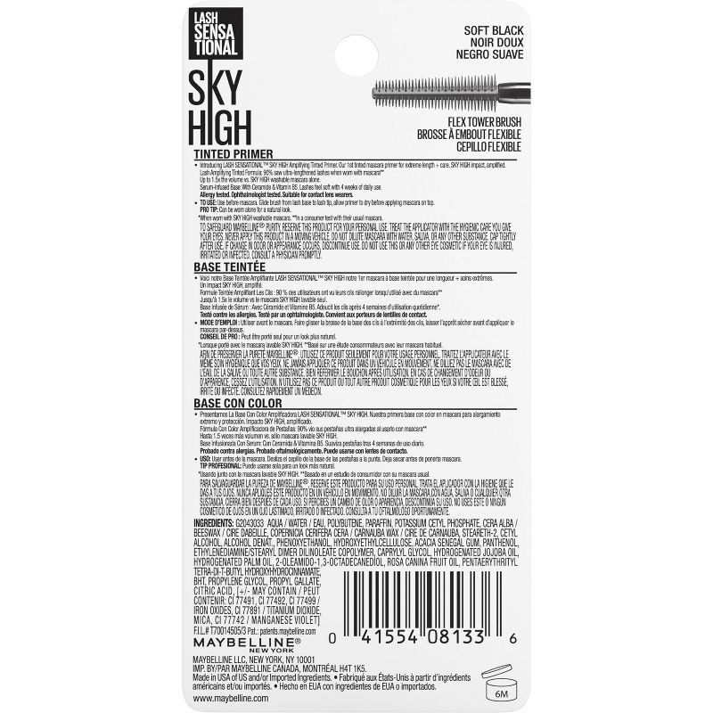 slide 9 of 9, Maybelline Lash Sensational Sky High Tinted Primer Mascara - 810 Soft Black - 0.26 fl oz, 0.26 fl oz
