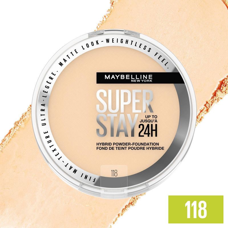 slide 2 of 7, Maybelline Super Stay Matte 24HR Hybrid Pressed Powder Foundation - 118 - 0.21 oz, 118 x 0.21 oz