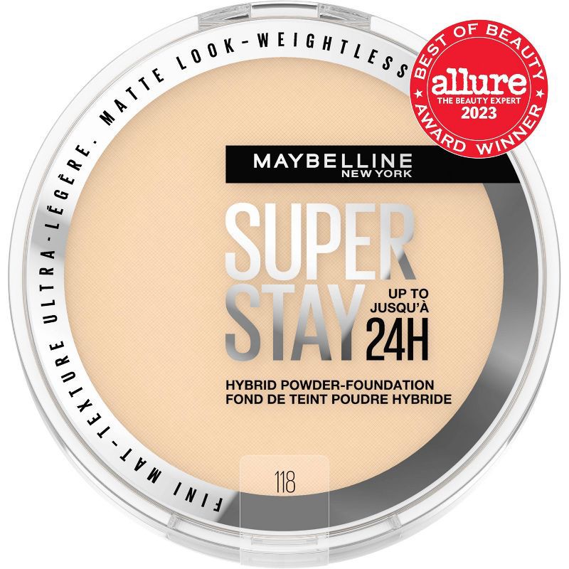 slide 7 of 7, Maybelline Super Stay Matte 24HR Hybrid Pressed Powder Foundation - 118 - 0.21 oz, 118 x 0.21 oz