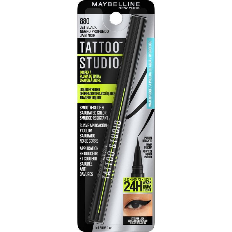 slide 6 of 7, Maybelline Tattoo Studio Ink Pen Waterproof Liquid Eyeliner - Jet Black - 0.03 fl oz, 0.03 fl oz