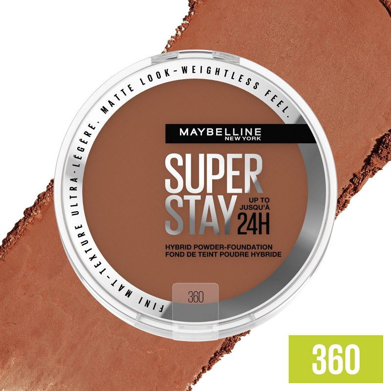 slide 2 of 7, Maybelline Super Stay Matte 24HR Hybrid Pressed Powder Foundation - 360 - 0.21oz, 360 x 0.21 oz