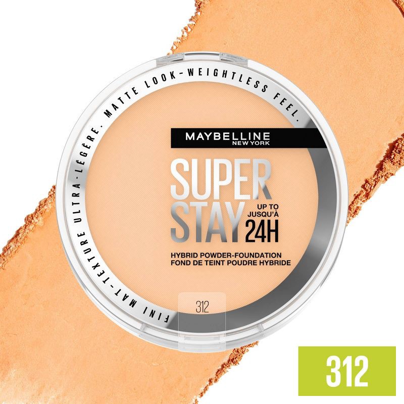 slide 2 of 7, Maybelline Super Stay Matte 24HR Hybrid Pressed Powder Foundation - 312 - 0.21oz, 312 x 0.21 oz