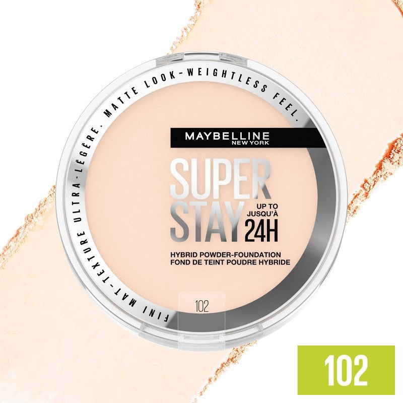 slide 2 of 7, Maybelline Super Stay Matte 24HR Hybrid Pressed Powder Foundation - 102 - 0.21oz, 102 x 0.21 oz