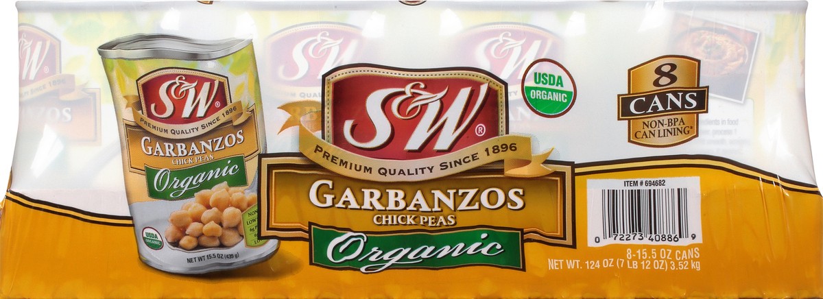slide 5 of 9, S&W Organic Garbanzos Chick Peas 8 - 15.5 oz Cans, 8 ct