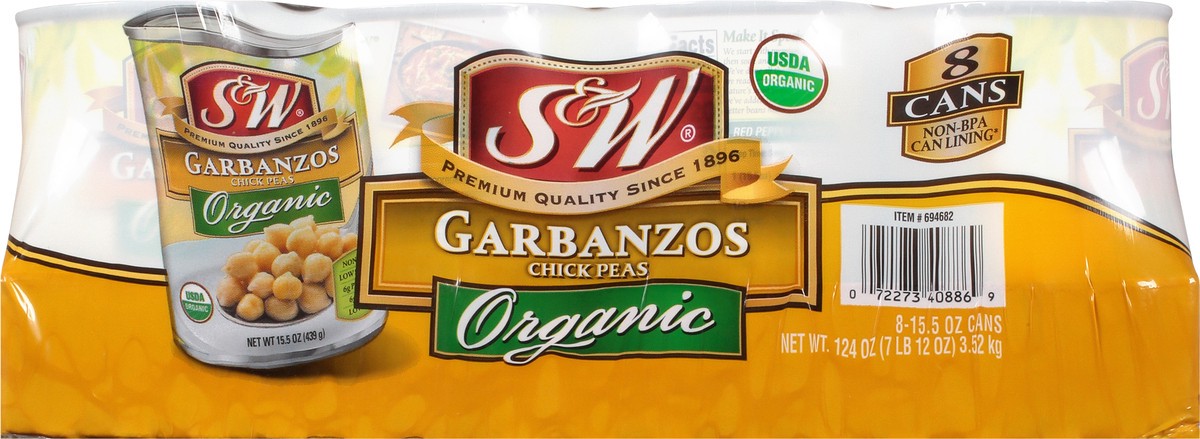 slide 6 of 9, S&W Organic Garbanzos Chick Peas 8 - 15.5 oz Cans, 8 ct