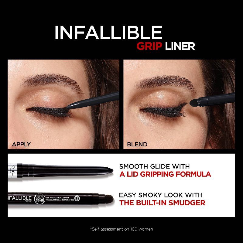 slide 7 of 9, L'Oreal Paris Infallible Grip Waterproof Mechanical Gel Eyeliner - 200 Intense Black - 0.023oz, 0.023 oz