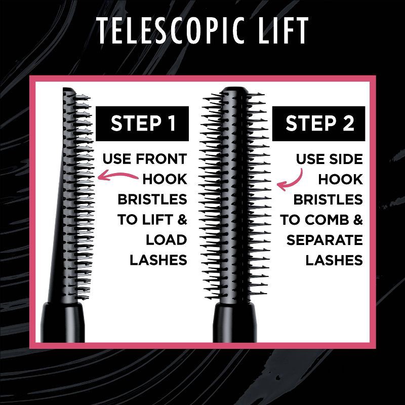 slide 7 of 7, L'Oreal Paris Telescopic Lift Volumizing Mascara 36HR Wear - Waterproof Black 993 - 0.33 fl oz, 993 x 0.33 fl oz