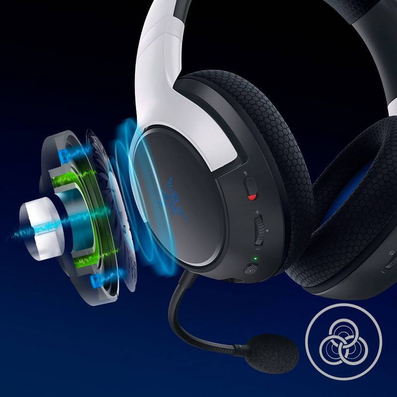 slide 2 of 8, Razer Kaira HyperSpeed Wireless Gaming Headset for PlayStation 5 - White: Foam Ear Cushions, 1 ct