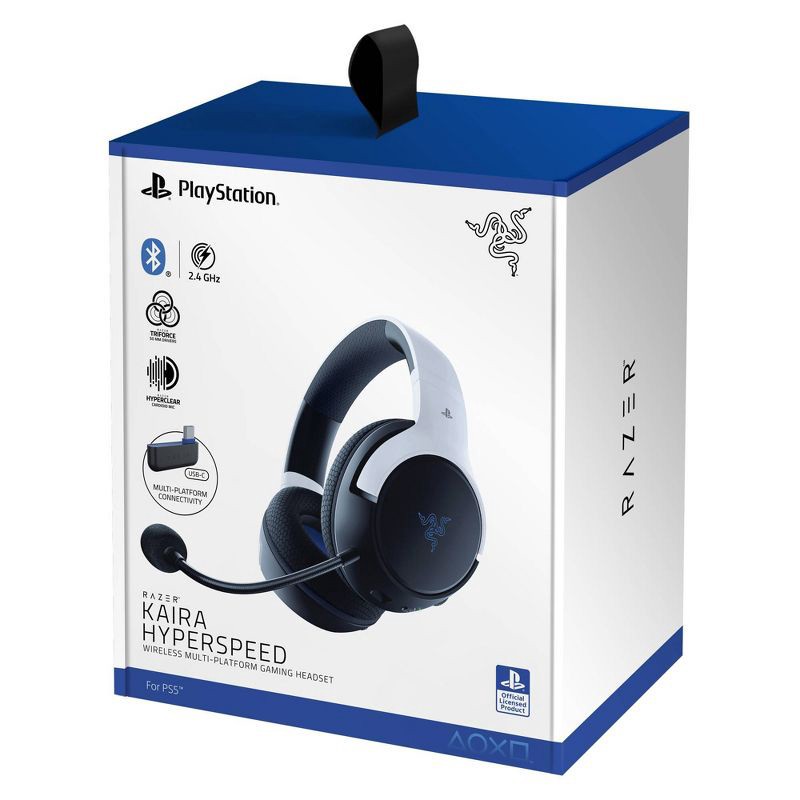 slide 7 of 8, Razer Kaira HyperSpeed Wireless Gaming Headset for PlayStation 5 - White: Foam Ear Cushions, 1 ct