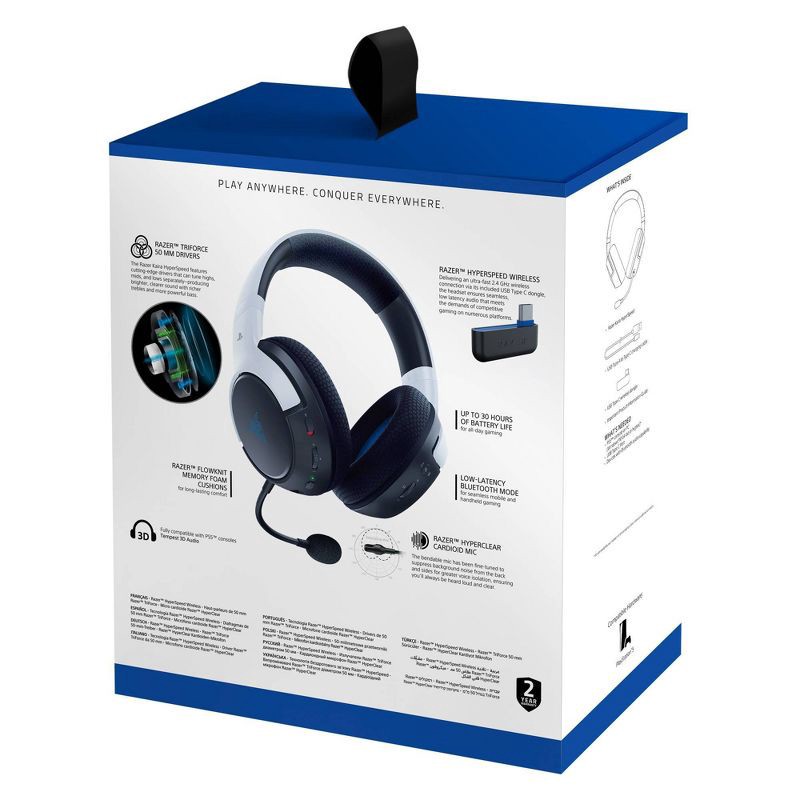 slide 8 of 8, Razer Kaira HyperSpeed Wireless Gaming Headset for PlayStation 5 - White: Foam Ear Cushions, 1 ct