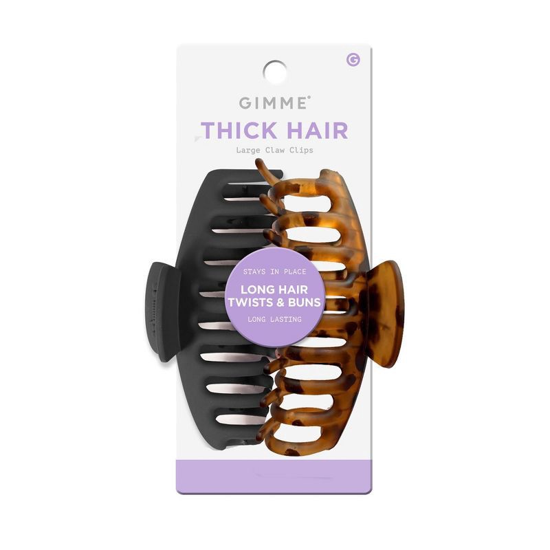 slide 1 of 7, Gimme Beauty Thick Hair Claw Clips - Black/Tort - 2ct, 2 ct