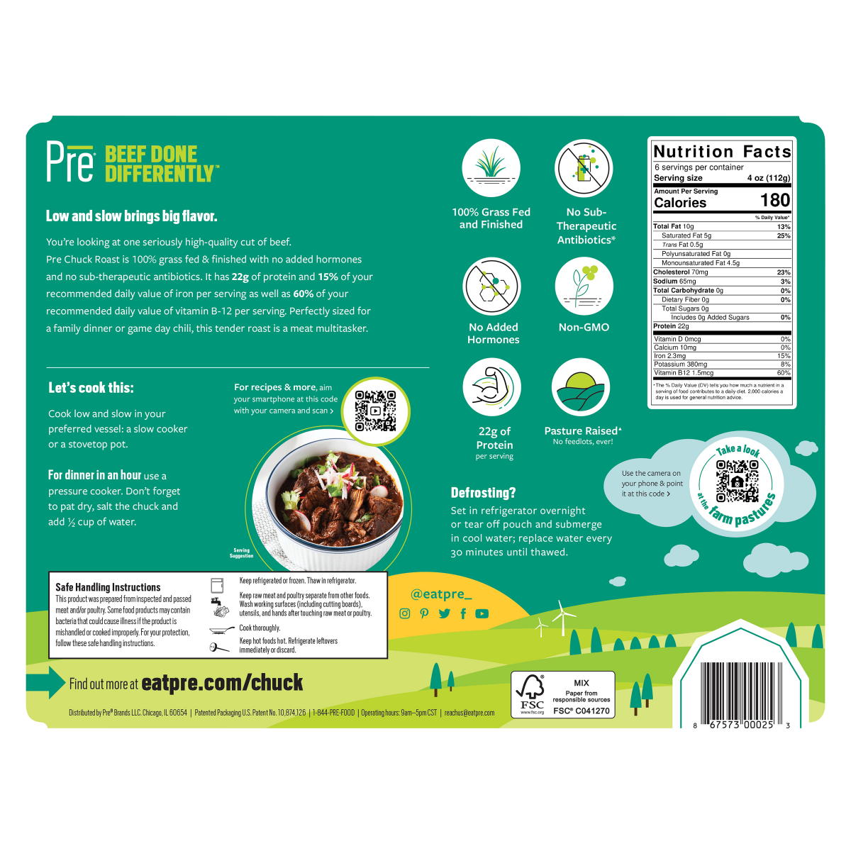 slide 21 of 21, Pre, Chuck Roast 100% Grass-Fed, Grass-Finished, and Pasture-Raised Beef, 24 oz