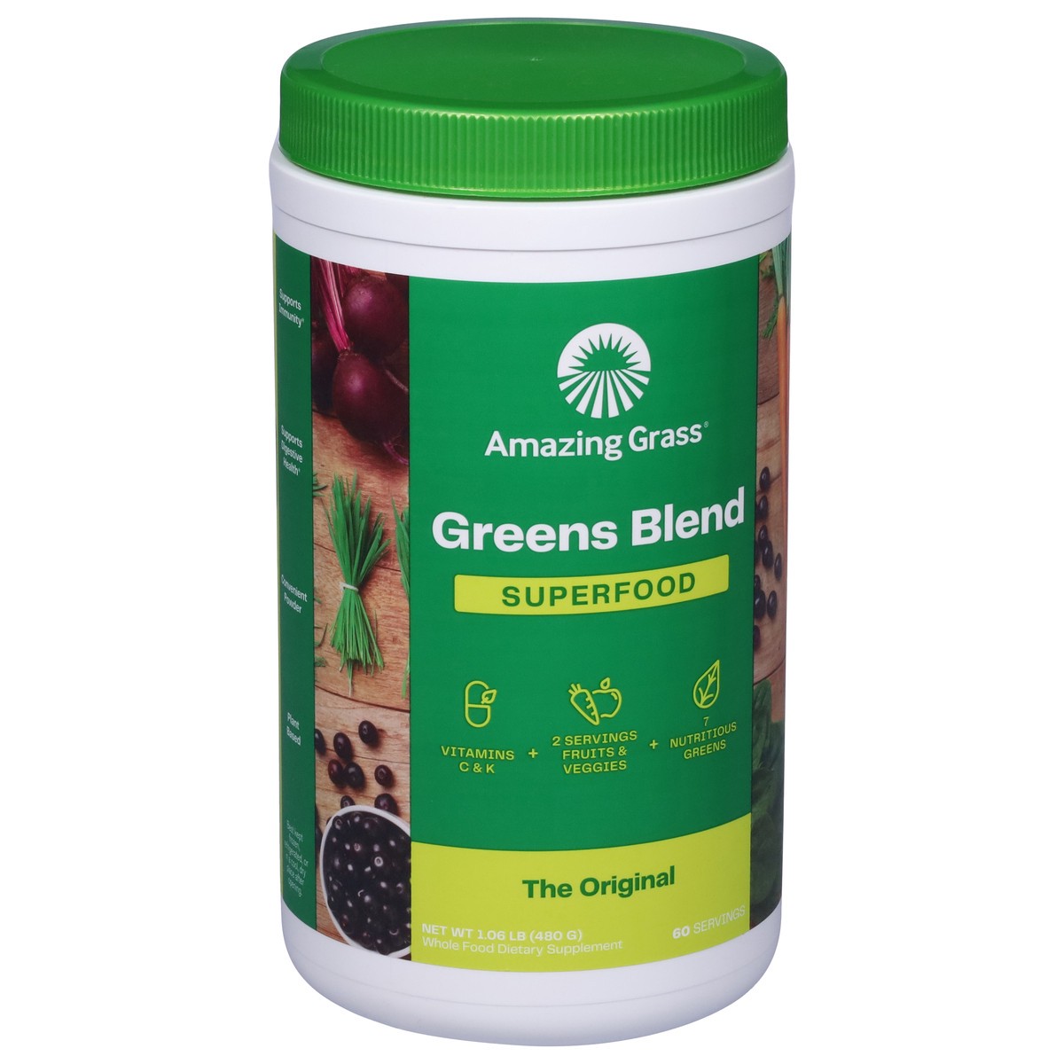 slide 2 of 9, Amazing Grass Greens Blend Original Superfood Powder, 17 oz