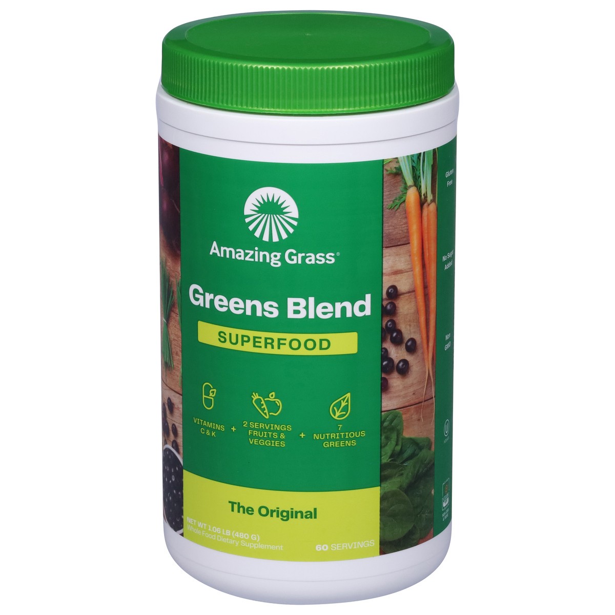 slide 3 of 9, Amazing Grass Greens Blend Original Superfood Powder, 17 oz