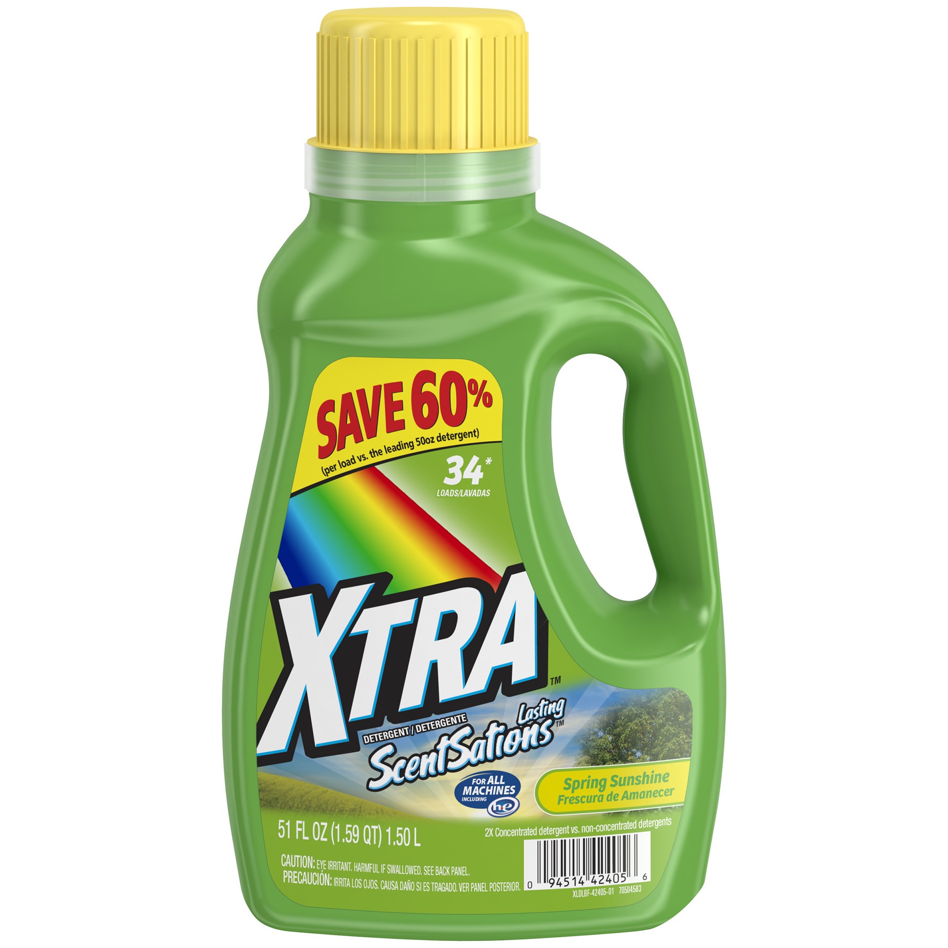 slide 1 of 4, Xtra Liquid Laundry Detergent, Spring Sunshine, 51oz, 51 fl oz