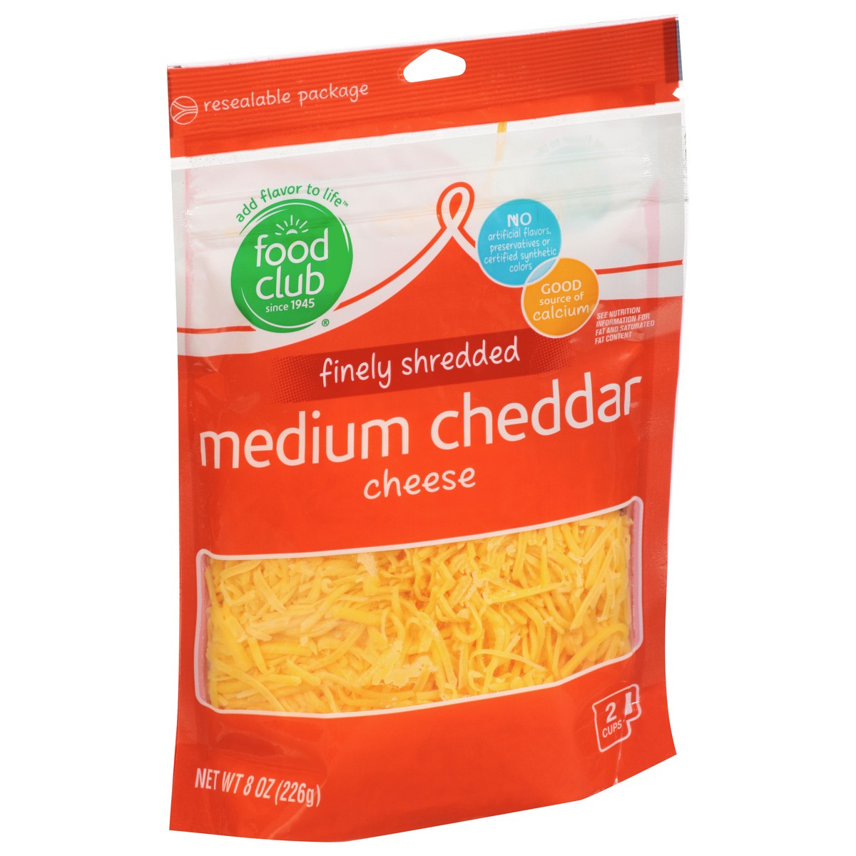 slide 2 of 11, Food Club Medium Cheddar Finely Shredded Cheese, 8 oz