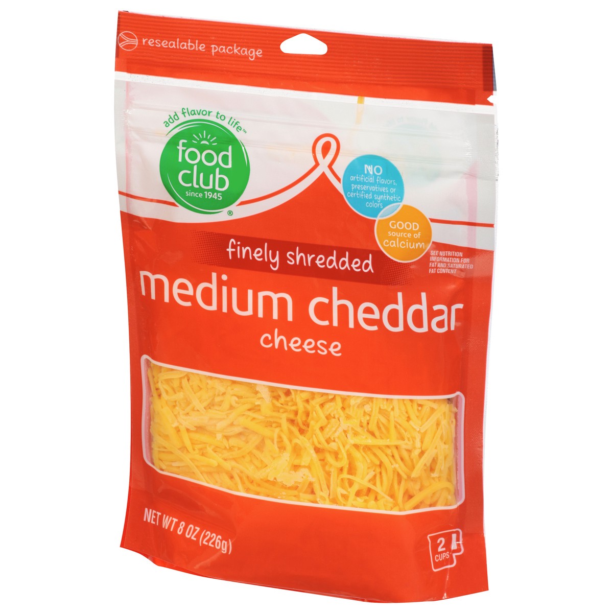 slide 3 of 11, Food Club Medium Cheddar Finely Shredded Cheese, 8 oz