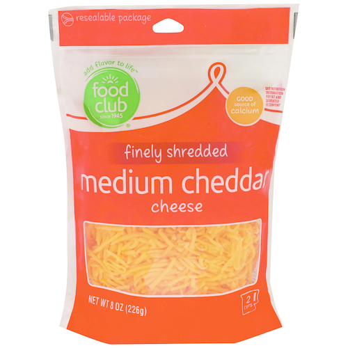 slide 1 of 1, Food Club Medium Cheddar Finely Shredded Cheese, 8 oz