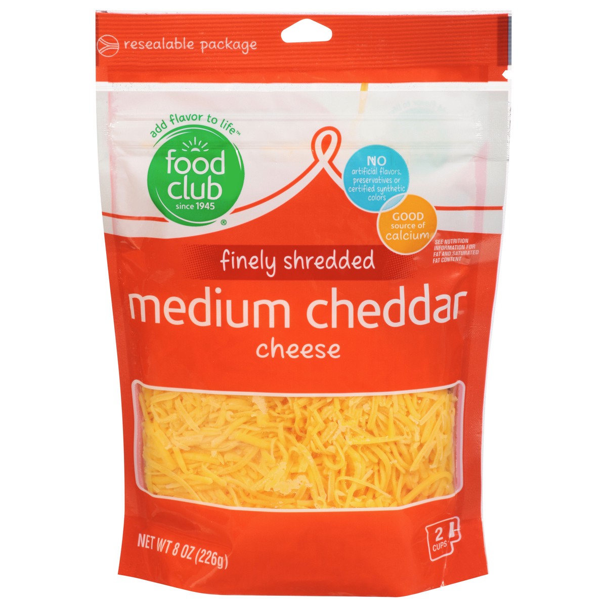 slide 11 of 11, Food Club Medium Cheddar Finely Shredded Cheese, 8 oz