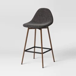 Copley Counter Height Barstool Dark Gray - Threshold™: Mid-Century Modern, Metal Legs, Upholstered, 24.5&quot; Seat Height