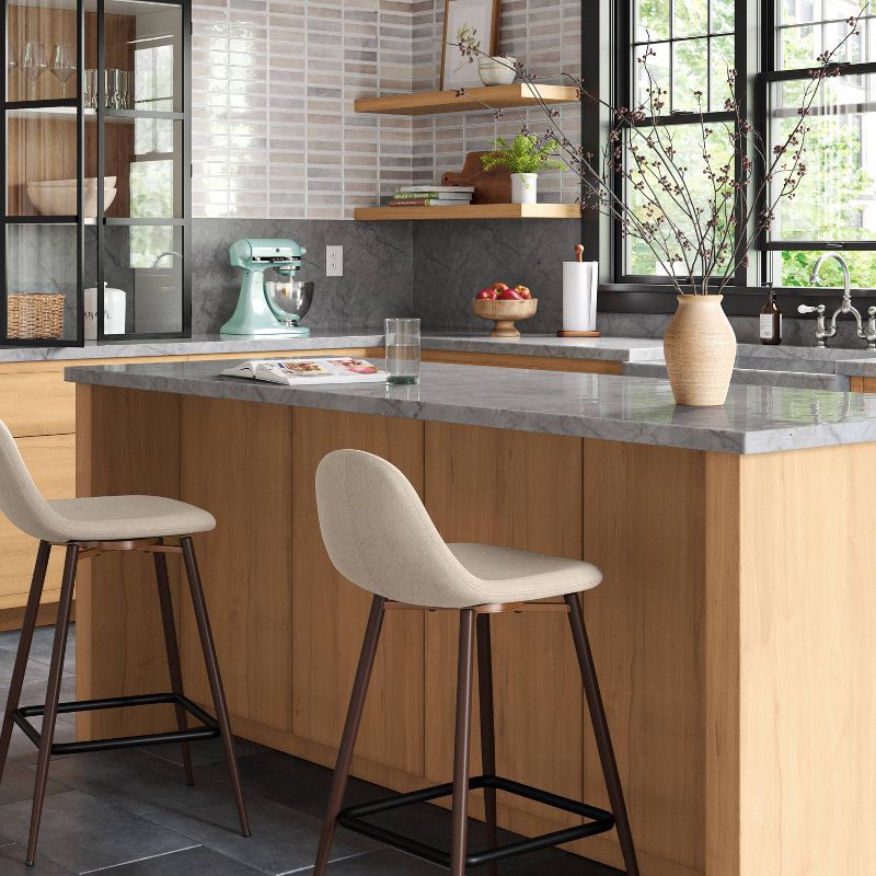 slide 2 of 5, Copley Counter Height Barstool Cream - Threshold™: Mid-Century Modern, Upholstered, Metal Legs, 24.5" Seat Height, 1 ct