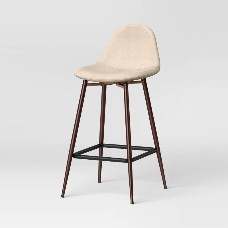 slide 1 of 5, Copley Counter Height Barstool Cream - Threshold™: Mid-Century Modern, Upholstered, Metal Legs, 24.5" Seat Height, 1 ct