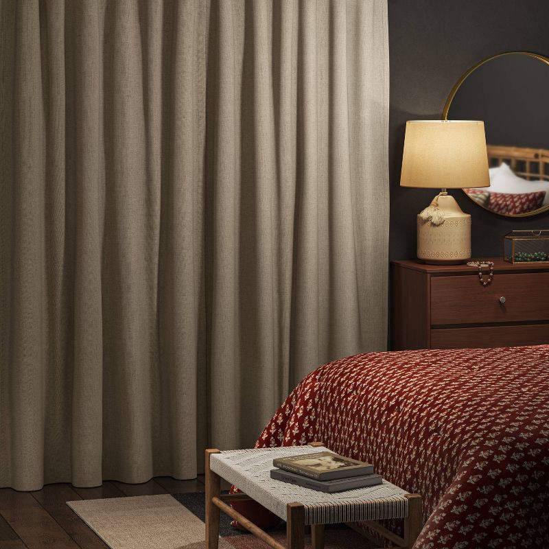 slide 3 of 7, 2pk 50"x84" Blackout Aruba Curtain Panels Brown - Threshold™: Noise Reduction, Recycled Polyester, Contemporary Style, 2 ct