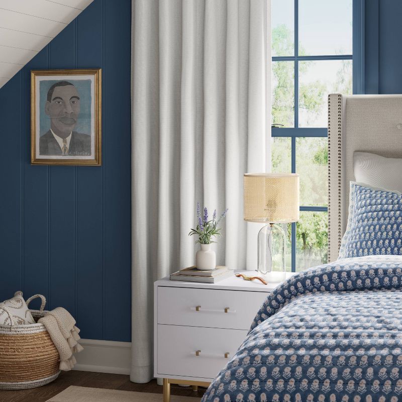 slide 2 of 7, 2pk 50"x63" Blackout Aruba Curtain Panels Off White - Threshold™: Recycled Polyester, Lined, Indoor Use, Solid Pattern, 2 ct