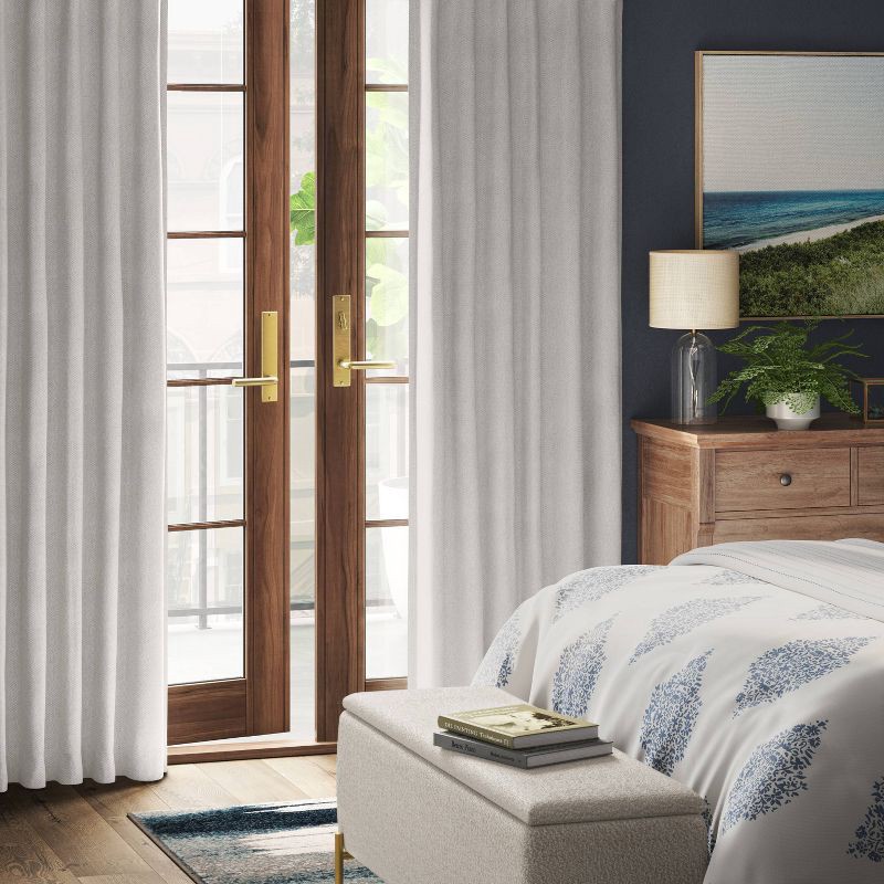 slide 2 of 5, 50"x84" Blackout Ashville Window Curtain Panel Gray - Threshold™: Recycled Polyester, OEKO-TEX Certified, Magnetic Closure, 1 ct