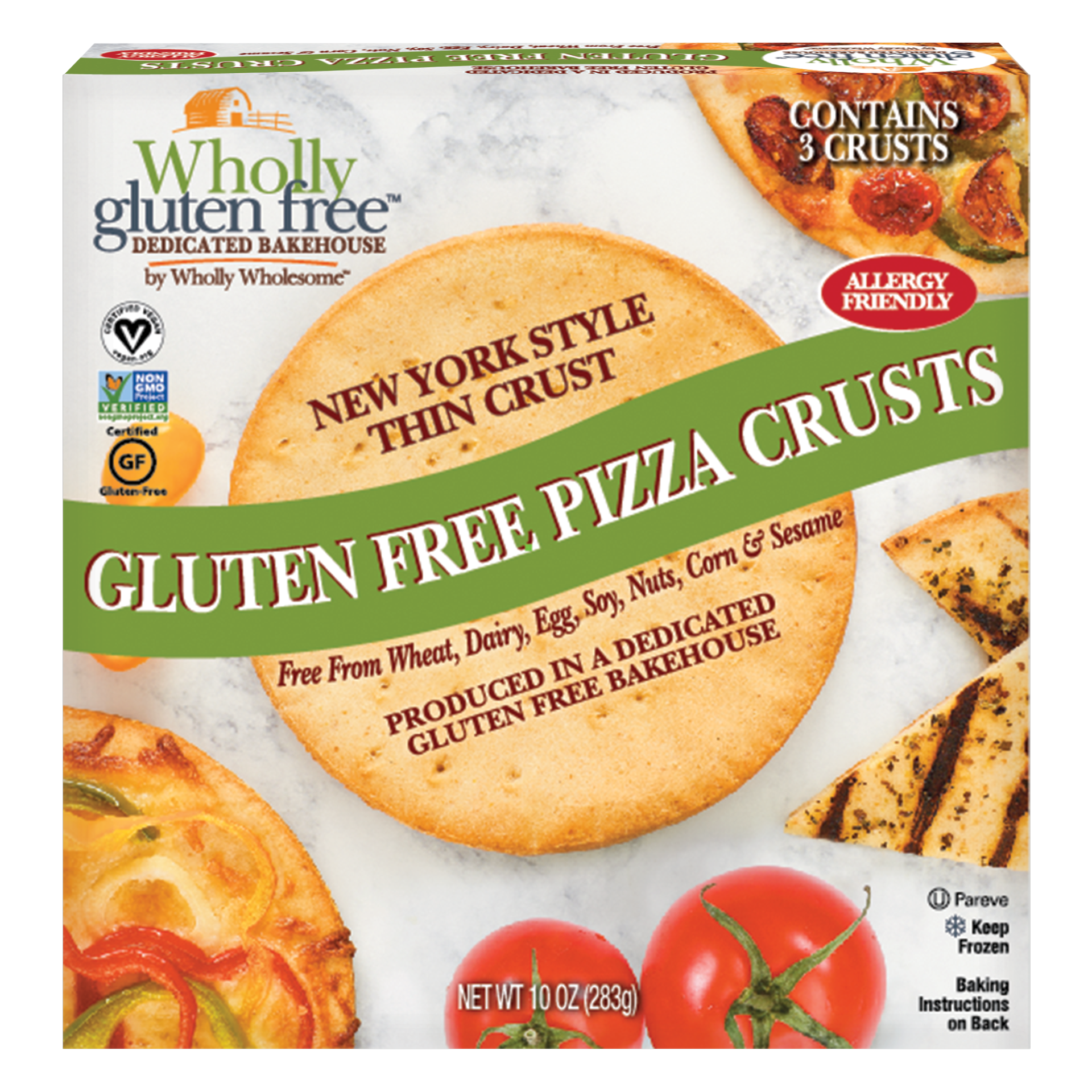 slide 1 of 1, Wholly Wholesome Gluten Free Pizza Crust, 3 ct; 10 oz