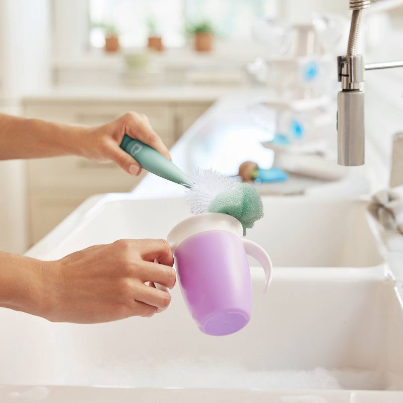 slide 3 of 6, Munchkin Sponge Bottle Brush - Sage, 1 ct