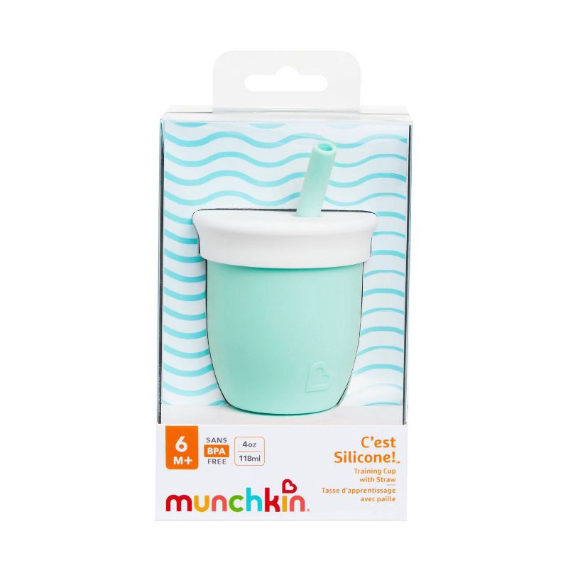 slide 6 of 7, Munchkin C'est Silicone! 4oz Training Cup with Straw - Mint, 4 oz