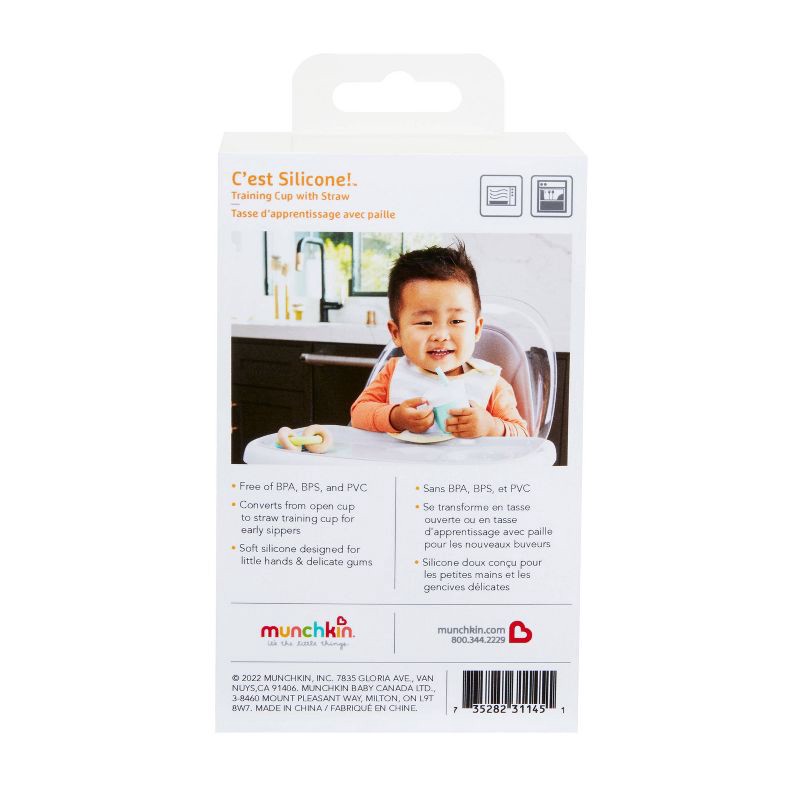 slide 7 of 7, Munchkin C'est Silicone! 4oz Training Cup with Straw - Mint, 4 oz