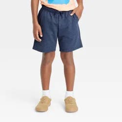 Boys' Pull-On 'At The Knee' Knit Shorts - Cat & Jack™ Navy Blue XL: Cotton Blend, Recycled Polyester, Front Pocket