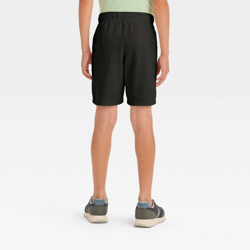 slide 2 of 3, Boys' Pull-On 'At the Knee' Knit Shorts - Cat & Jack™ Black S: Cotton Blend, Recycled Polyester, French Terry, Drawstring Waist, 1 ct