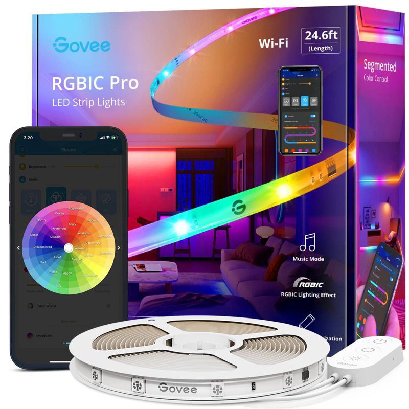 slide 1 of 6, Govee RGBIC Pro 24.6' LED Strip Lights, 1 ct