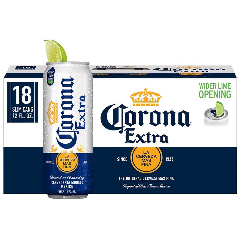 slide 1 of 9, Corona Extra - 18pk/12 fl oz Cans, 18 ct; 12 fl oz