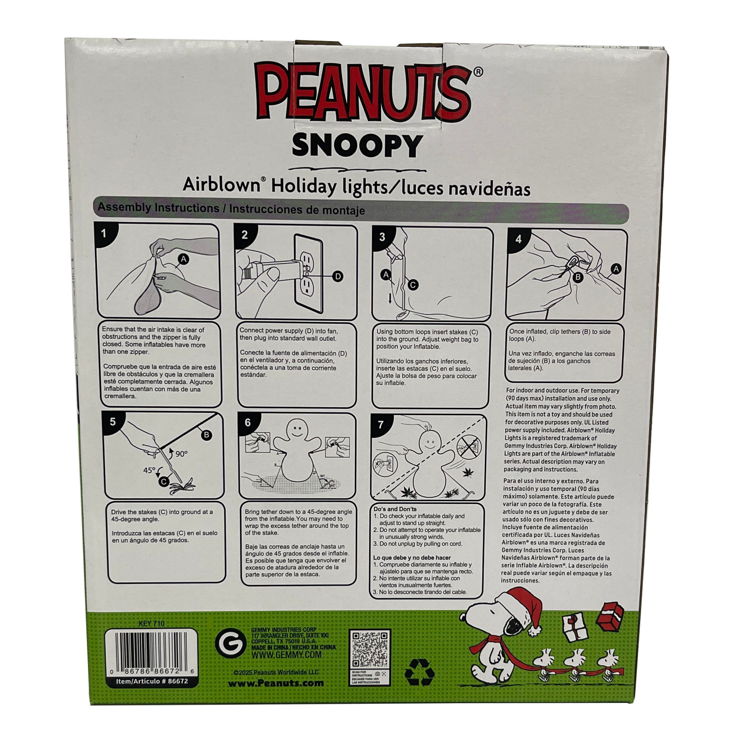 slide 2 of 8, Airblown Lights Outdoor Snoopy w/Candy Cane-SM-Peanuts, 42.13 in