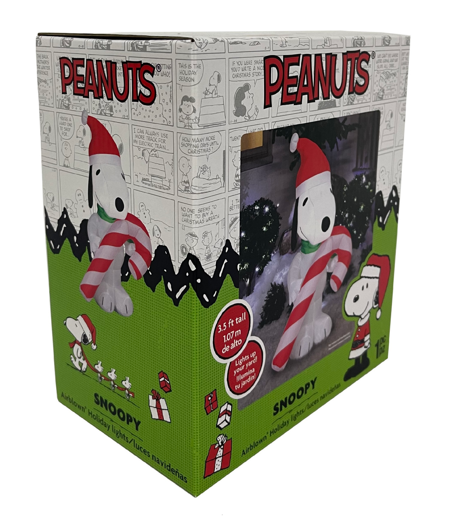 slide 6 of 8, Airblown Lights Outdoor Snoopy w/Candy Cane-SM-Peanuts, 42.13 in