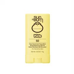 Sun Bum Kids' Clear Sunscreen Face Stick - SPF 50 - 0.53oz: Hypoallergenic, Oil-Free, Paraben-Free, Vegan