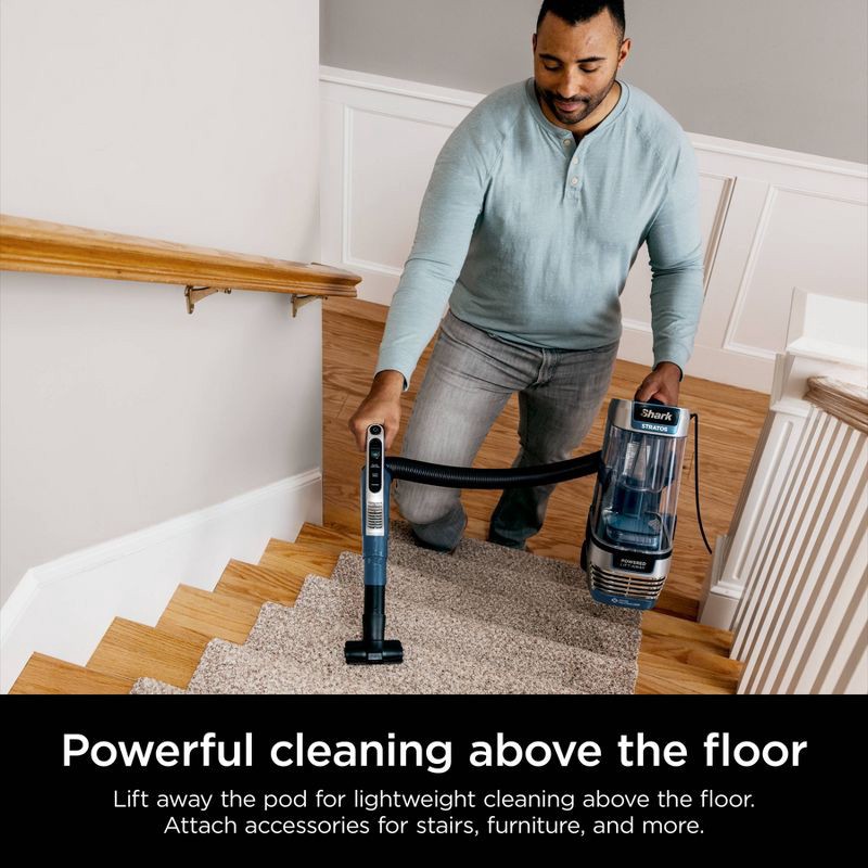 slide 7 of 15, Shark Stratos Upright Vacuum with DuoClean PowerFins HairPro, Self-Cleaning Brushroll, Odor Neutralizer Technology Navy AZ3002, 1 ct