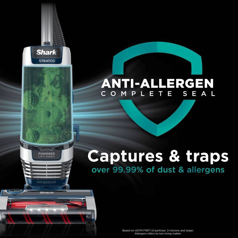 slide 10 of 15, Shark Stratos Upright Vacuum with DuoClean PowerFins HairPro, Self-Cleaning Brushroll, Odor Neutralizer Technology Navy AZ3002, 1 ct