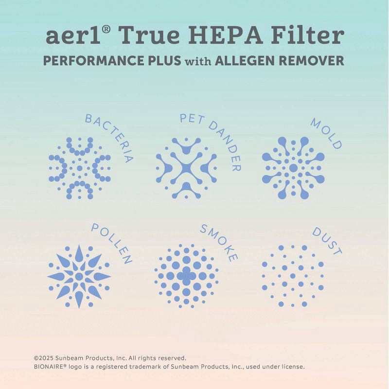 slide 5 of 5, Bionaire 2pk AER1 Allergen Air Purifier Filters Purple: True HEPA, EPA Certified, Captures Odors & Smoke, Fits Bionaire & Holmes, 2 ct